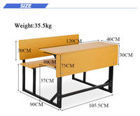 Ensemble table et banc d'étude scolaire moderne en bois avec panneau frontal en métal, confortable, écologique, durable, double banc, chaise, éducation