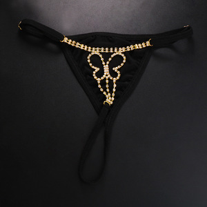 Moda delicada flor hueca mariposa diamantes de imitación Tanga cintura cuerpo cadena brillo diamante mariposa cristal calzoncillos bragas - Product Image 4