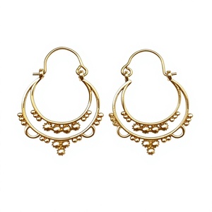 Pendientes de Aro Pequeños Estilo Vintage, Color Dorado, Joyería Étnica Bohemia para Mujer - Product Image 2