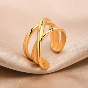 แหวนปรับขนาดได้ Never Fade Jewelry ชุบทอง 18k สำหรับผู้หญิง - Product Image 4