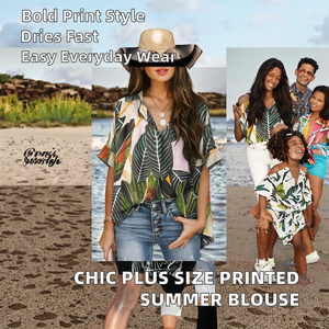 Chemisier Chic Hawaïen Imprimé Décontracté à Boutons et Col Rabattu Respirant Grande Taille pour Femme Été Manches Courtes Élégant 2026 - Product Image 2