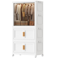 Armoire de rangement modulaire en plastique PP sans outil, avec tringle de suspension interne, prête à l'emploi pour le commerce de détail
