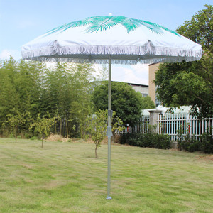 <b>Beach</b> <b>Umbrella</b> 2M Polyester Aluminum Rod With Fringe Outdoor <b>Sun</b> Protection UV Resistant Customizable For Garden Patio - Product Image 1