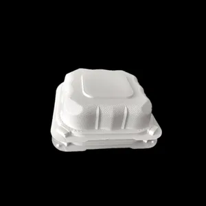 Custom PP 5 plástico descartável branco articulada garra caixa para pão pastelaria sanduíches comida para viagem
