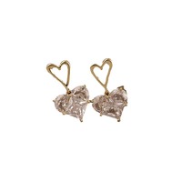 Ensemble Collier et Boucles d'Oreilles Tendance Cœur Pêche Rose Pendentif Goutte pour Femme Fille Bijoux Accessoires Doux