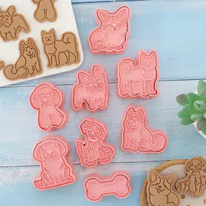 8 pz/set stampi per biscotti per cuccioli carini Teddy Dog stampo per biscotti fondente strumento per decorazioni per torte tagliabiscotti