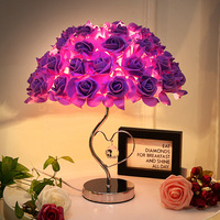 Offre Spéciale européenne fête de mariage décor lampe de Table Rose fleur LED veilleuse chevet lampe de bureau