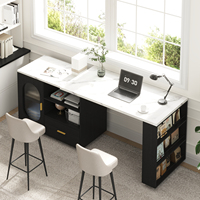 Îlot de cuisine mobile multifonctionnel OEM avec table extensible, plateau effet marbre, étagères de rangement, porte en verre, tiroir et roulettes