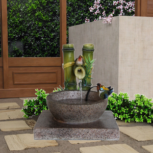 Fontaine d'eau solaire extérieure en résine artisanale avec <span class=keywords><strong>bassin</strong></span> en bambou pour la décoration de <span class=keywords><strong>jardin</strong></span> et de maison - Product Image 1