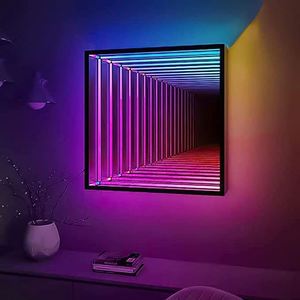 Trung Sơn thiết kế ban đầu nhà máy RGB Color Changing LED <span class=keywords><strong>Light</strong></span> 70cm vuông Infinity gương Đèn tường - Product Image 3