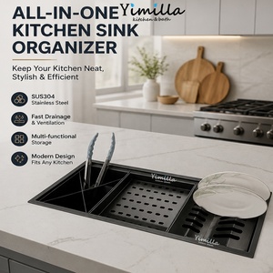 Estación de secado y almacenamiento empotrada para isla de cocina / Escurridor de platos integrado con organizador de utensilios - Product Image 1