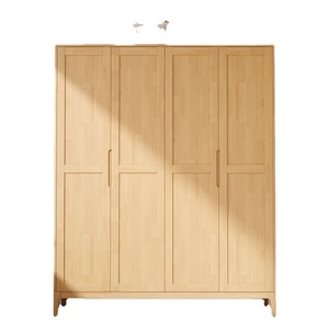 Armario de Madera Maciza Shulin, 4 Puertas con Bisagras, Moderno y Minimalista, Mueble de Almacenamiento para Dormitorio, Color Madera Natural - Product Image 5
