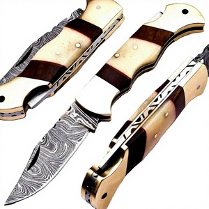 Couteau utilitaire OEM personnalisé en acier inoxydable, couteau pliant de qualité supérieure en acier Damas, manche en os naturel, AR KNIVES, garantie de 3 ans, vente en gros - Product Image 1