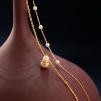 Chaîne à maillons en alliage imitation perle plaqué or 24 carats pour femme TANGPEI, style chinois tendance, design artistique, cadeau porte-bonheur, motif lune et vent