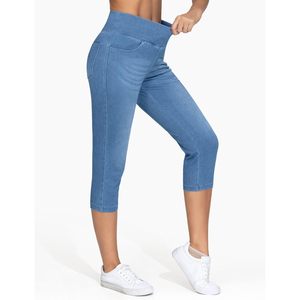 FOXA Jeggings en jean capri pour femme, effet ventre plat, coupe skinny, avec poches - Product Image 5