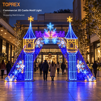 Décoration de Noël TOPREX 2D : Motif Château sur Lampadaire pour Allée Commerciale, Allée Piétonne, Entrée de Fête Foraine, Monument Panoramique