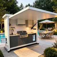 Ensemble de meubles de cuisine extérieure modulaire pour barbecue - Acier inoxydable ignifuge et écologique au design moderne pour usage extérieur en villa