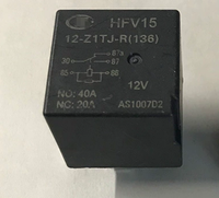 Relais automobile HFV1512Z1TJ-R 12V 40A 5 broches SPDT, mini relais ISO pour ventilateur de refroidissement de voiture, phare antibrouillard