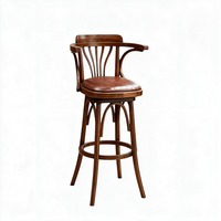 Tabouret de bar pivotant en bois massif nordique avec dossier et accoudoirs, hauteur de comptoir, chaise de luxe pour la maison ou le pub