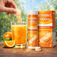 Comprimés effervescents personnalisés OEM saveur orange Vitamine C Zinc pour blanchiment de la peau, complément beauté, comprimés à dissolution rapide VC à boire