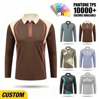 Polo à manches longues pour homme, coupe décontractée, avec panneau incurvé personnalisé par sublimation et impression intégrale, idéal pour le golf