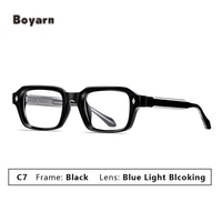Boyarn Trendy TR90 + CP Rectangle Shades Custom Square Luxury High Quality Thick Retro Small Frame Square Lunettes de soleil pour hommes