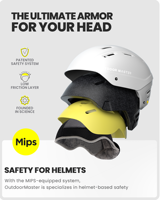 Casque de ski et de sport d'hiver OutdoorMaster Kelvin II MIPS, système équipé de MIPS, certifié ASTM, casque de sport d'hiver pour hommes, femmes et jeunes