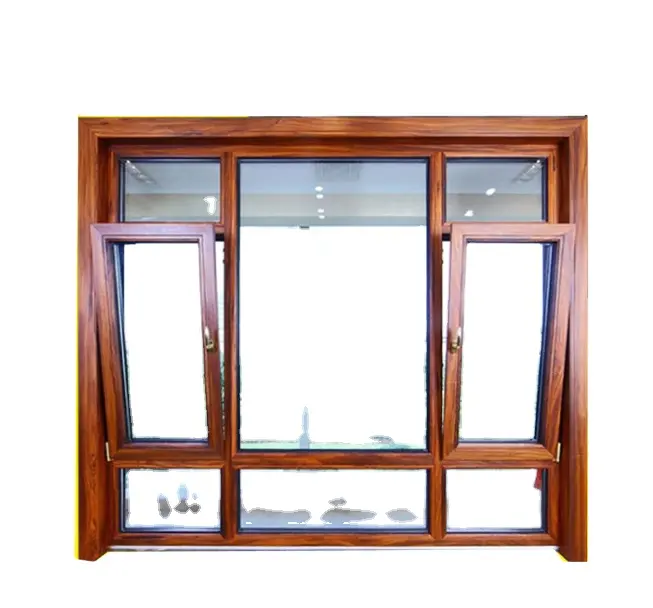 Revestida de madera de la puerta de aluminio y ventana inclinación ventanas de aluminio
