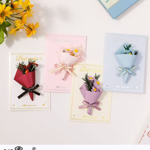 Carte de vœux 3D avec bouquet de fleurs séchées, carte miniature créative faite à la main, cadeau de fête, anniversaire, remerciement, style européen - Product Image 5