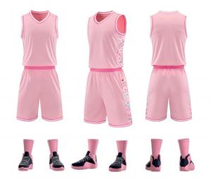 Ensemble de maillots de basket-ball personnalisés par sublimation, col en V, sans manches, uniforme d'équipe, kit sportif à séchage rapide pour l'entraînement - Product Image 2