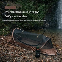 Tente de camping portable pop-up sans assemblage, moustiquaire occultante, double couche, imperméable, avec poteaux en aluminium, abri de randonnée