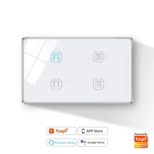 Hot selling US tempered glass home automation Zigbee 3.0 Tuya Wifi smart home curtain switch