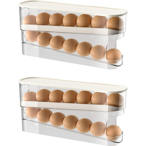 Refrigerator Rolling Egg Holder Dispenser Storage Box <b>Container</b> <b>Plastic</b> for Fridge - Product Image 1