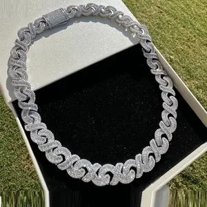 iced out silver rose two tone plated choker jewelry micro pave cz 8 shape cuban link chain women necklace