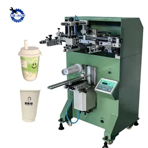 Chinese Manufacture Printer Cylindrical Paper Cups Glass Bottle Screen Printing Machine With Cursor Position System