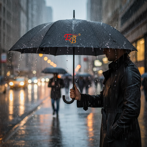 Modern 45\" Black <b>Automatic</b> <b>Umbrella</b> 48PCS/CS 8K Silk Straight and Three-Folding Travel <b>Umbrella</b> with Auto Open Function - Product Image 4