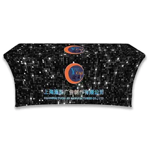 Trade Show Polyester Custom Table Cloths Events Stretch Tablecloth Logo Spandex Table Cover