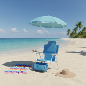 White/Blue Cushioned <b>Deck</b> <b>Chair</b> 73x60x102 CM for <b>Beach</b> Use - Product Image 3