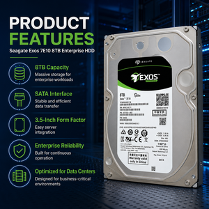 Pour disque dur d'entreprise Seagate Exos 7E10 ST8000NM017B 8 To, 3,5 pouces SATA 6 Gb/s 7200 tr/min CMR, disque dur de serveur - Product Image 4