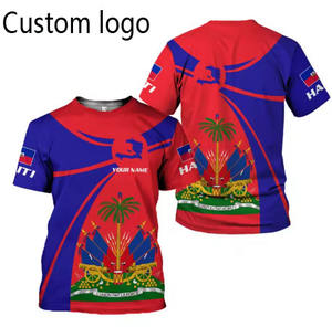 Camiseta con Estampado 3D de la Bandera de Haití Personalizada para Hombre - Camiseta de Manga Corta de Verano con Estilo Urbano y Orgullo Haitiano - Product Image 1