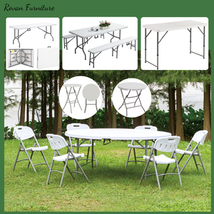 6FT HDPE ngoài trời di động gấp nhựa bánh Cocktail vàng nâng sự kiện đám cưới ăn Bàn tròn - Product Image 3