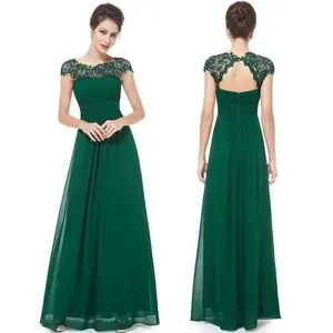 Summer Women's A Line Wedding Dresses Round Neck Lace Evening Gowns Solid Color Maxi Party Dresses Ladies Bridesmaid Dresses