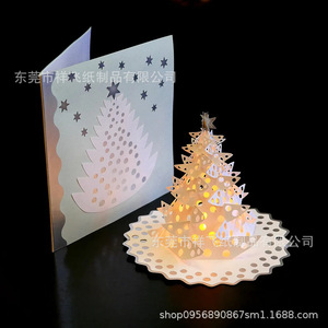 3D Paper Pop-Up Christmas <b>Tree</b> Card With Warm White <b>LED</b> <b>Lights</b> Foldable Indoor Tabletop Decoration - Product Image 6