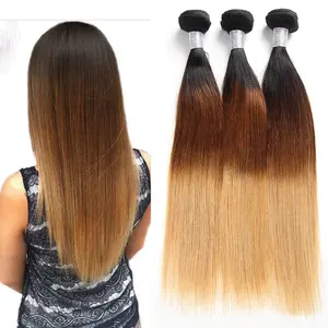 Ms Mary Ombre Rambut Perawan Peru Lurus Bundel Jalinan Rambut Manusia Tingkat 10A