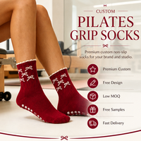 Nouvelles chaussettes mi-mollet en coton respirant antidérapantes pour yoga et pilates pour femmes, avec volants et logo personnalisés