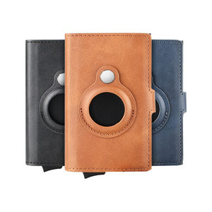 Offre Spéciale étui à cartes de blocage RFID portefeuille en cuir PU avec éjecteur automatique caractéristiques antivol en aluminium pour cartes de crédit - Product Image 1