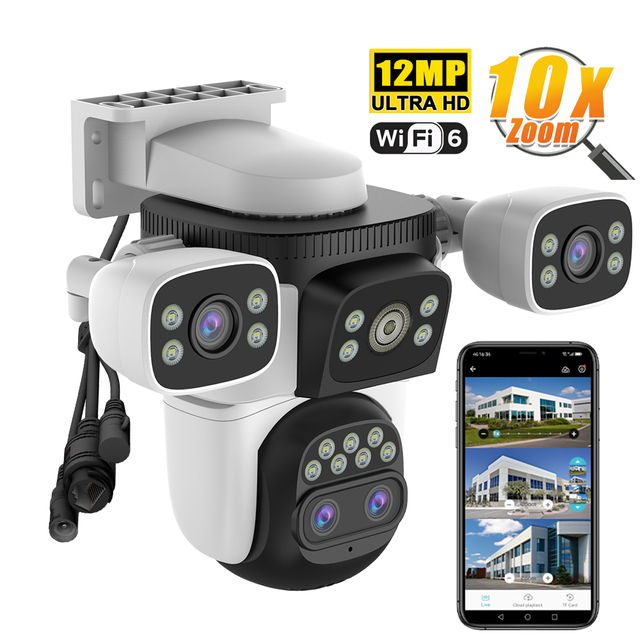 CS621ZS 12MP PTZ Camera WiFi 360 Degree 10X Optical Zoom Full Color Night Vision Auto Tracking IP66 Two-Way Audio 256GB Cloud