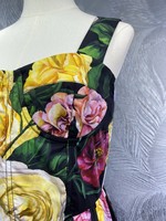 Robe de soirée XXL vintage, style printemps-été 2026, robe élégante à bretelles spaghetti, imprimé floral, longueur mi-mollet, robe noire de club