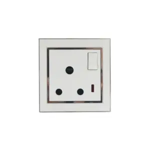 V7 Range 1 gang switched round-pin socket + neon White Color Silver Electroplated Ring PC Plate 86 Plate