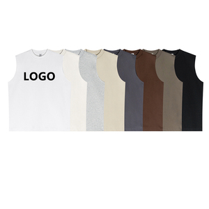 Débardeurs de sport pour hommes en coton et polyester à séchage rapide, personnalisables avec impression sérigraphique en relief, couleur unie, sans manches, pour la course à pied - Product Image 1